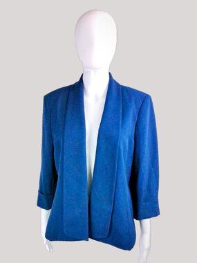 Kasper Navy Blue Waist Length Women's Suit Jacket